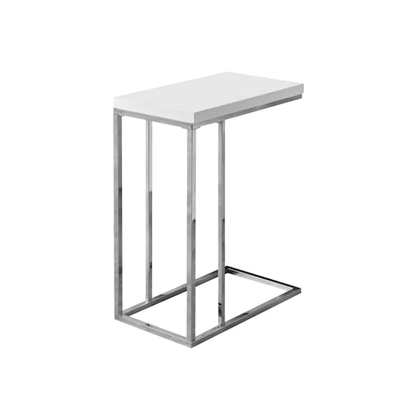 Accent Table - Glossy White With Chrome Metal